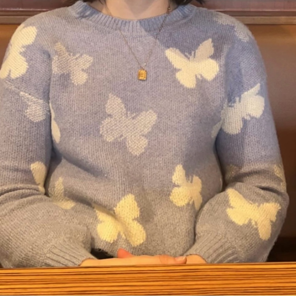 Women's Blue Butterfly Sweater